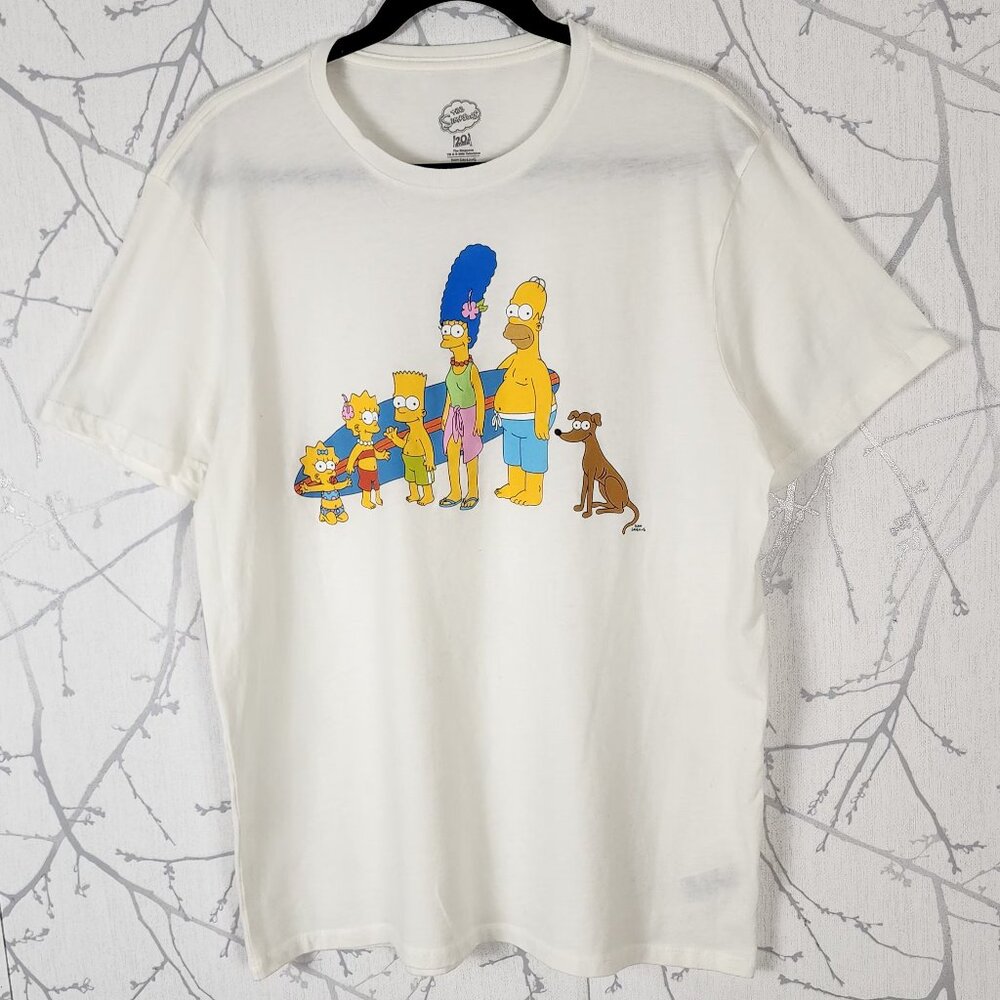 The Simpsons White Cotton Blend Crewneck Graphic T-Shirt